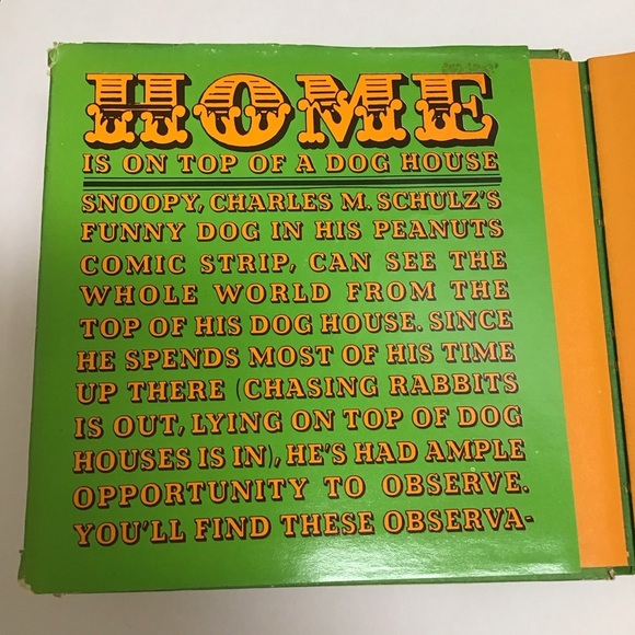 Peanuts Home is On Top Of A Dog House Snoopy Book Hardcover Dust Cover 1966 1st - Picture 2 of 6